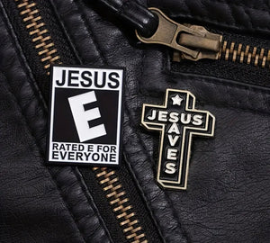 Jesus Saves Black Cross Pin