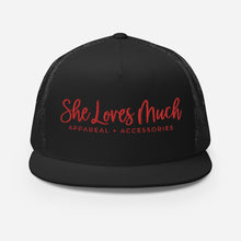 Load image into Gallery viewer, She Loves Much Mesh Trucker Cap (Red &amp; Blk)