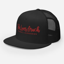 Load image into Gallery viewer, She Loves Much Mesh Trucker Cap (Red &amp; Blk)