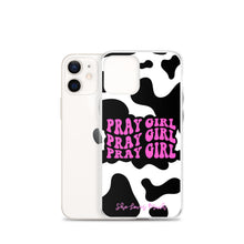 Load image into Gallery viewer, “Pray Girl” Cow Print iPhone Cases