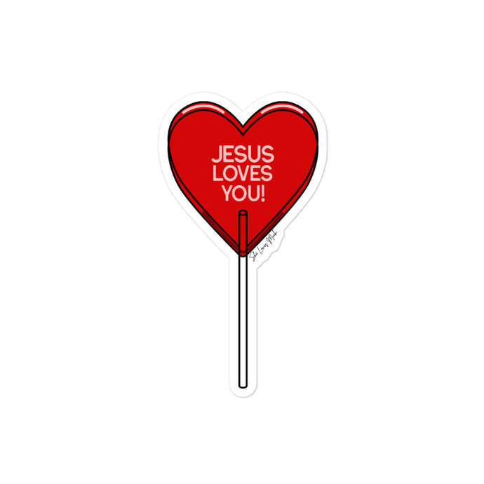 Jesus Loves You Heart Pop Sticker